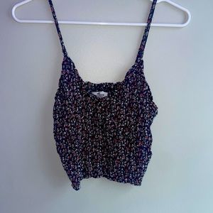 Hollister flowered print v neck crop top